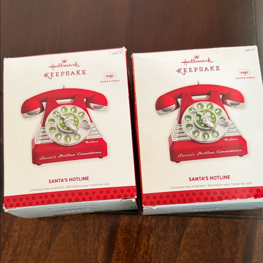 Hallmark Red and Green Santa's Hotline Ornament (Pair)